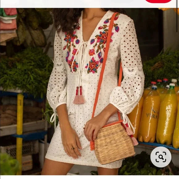 NWT! PatBo hand embroidered eyelet mini dress - Picture 9 of 9